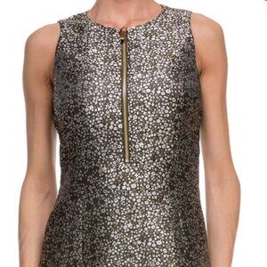 NEW Michael Kors Green floral metallic sleeveless cocktail dress, size 4.